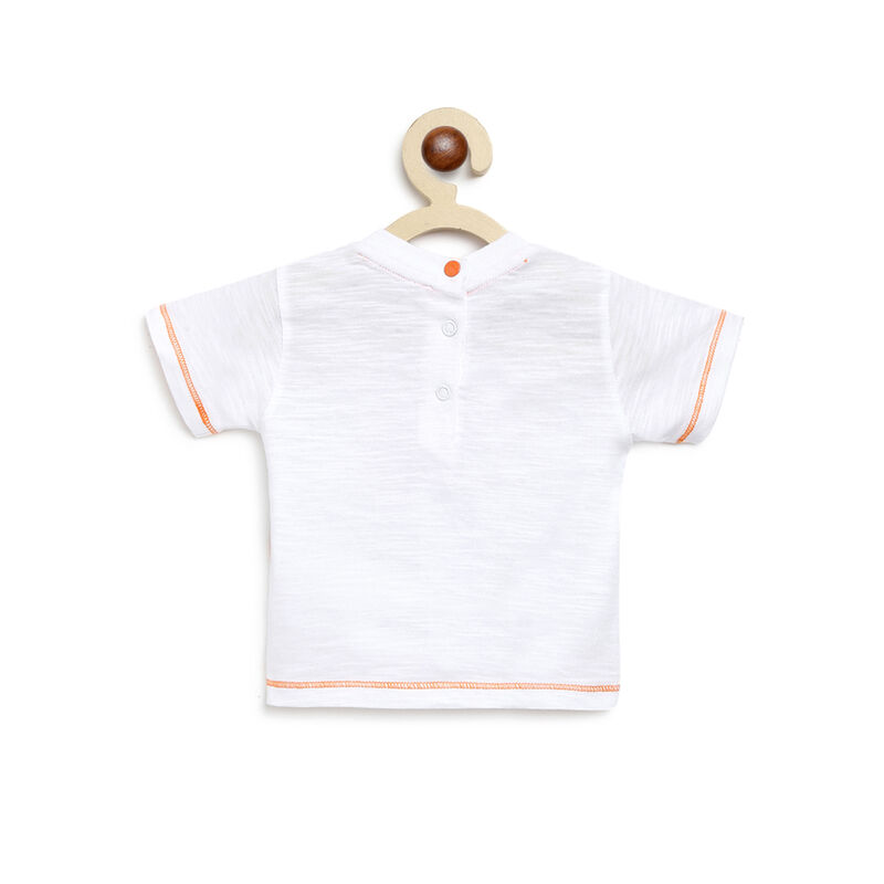 Boys White & Orange All Over Print Short Sleeve T-shirt image number 1
